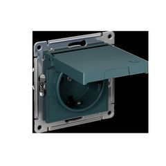 ATLASDESIGN РОЗЕТКА с заземлением со шторками с крышкой,16А,IP20, мех.,быстрозажим. клем., ИЗУМРУД