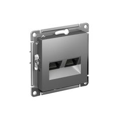 ATLASDESIGN РОЗЕТКА двойная компьютерная RJ45+RJ45 кат. 5e, механизм, СТАЛЬ