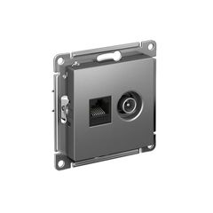 ATLASDESIGN РОЗЕТКА двойная ТВ + компьютерная RJ45 кат. 5e, механизм, СТАЛЬ