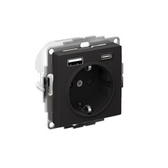 ATLASDESIGN РОЗЕТКА 16А c 2 USB A+С, 5В/2,4А/3,0А, 2х5В/1,5А, механизм, КАРБОН