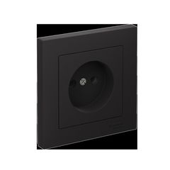 ATLASDESIGN РОЗЕТКА без заземления без шторок, 16А, в сборе, быстрозажим. клем., КАРБОН