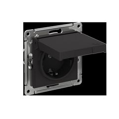 ATLASDESIGN РОЗЕТКА с заземлением со шторками с крышкой,16А,IP20, мех.,быстрозажим. клем., КАРБОН