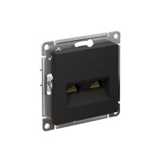 ATLASDESIGN РОЗЕТКА двойная компьютерная RJ45+RJ45 кат. 5e, механизм, КАРБОН