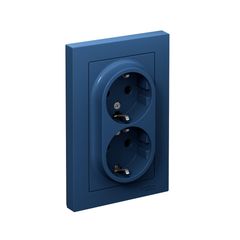ATLASDESIGN РОЗЕТКА двойная с заземлением со шторками, 16А, в сборе, АКВАМАРИН