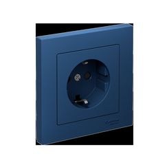 ATLASDESIGN РОЗЕТКА с заземлением со шторками, 16А, в сборе, быстрозажим. клем., АКВАМАРИН
