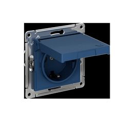 ATLASDESIGN РОЗЕТКА с заземлением со шторками с крышкой,16А,IP20, мех.,быстрозажим. клем., АКВАМАРИН