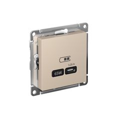 ATLASDESIGN USB РОЗЕТКА тип-С 65Вт высокоскор.заряд. QC, PD, механизм, ПЕСОЧНЫЙ