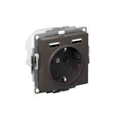 ATLASDESIGN РОЗЕТКА 16А c 2 USB A+A, 5В/2,4А, 2х5В/1,2А, механизм, БАЗАЛЬТ