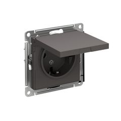 ATLASDESIGN РОЗЕТКА с заземлением со шторками с крышкой, 16А, IP20, механизм, БАЗАЛЬТ