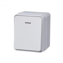 ATLASDESIGN PROFI IP54 О/У 1-клавишный ВЫКЛЮЧАТЕЛЬ с подсветкой, сх.1а, 10АХ, БЕЛЫЙ