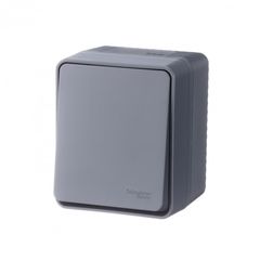 ATLASDESIGN PROFI IP54 О/У 1-клавишный ВЫКЛЮЧАТЕЛЬ, сх.1, 10АХ, АНТРАЦИТ