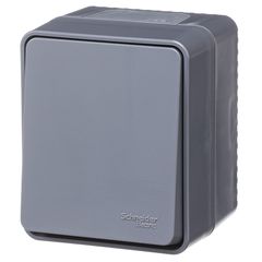 ATLASDESIGN PROFI IP54 О/У 1-клавишный ВЫКЛЮЧАТЕЛЬ КНОПОЧНЫЙ, сх.1, 10А, АНТРАЦИТ
