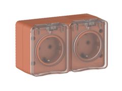 ATLASDESIGN PROFI IP54 О/У РОЗЕТКА двойная с заземлением со шторками, 16А, ТЕРРАКОТОВЫЙ