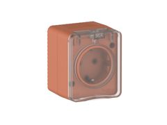 ATLASDESIGN PROFI IP54 О/У РОЗЕТКА с заземлением со шторками, 16А, ТЕРРАКОТОВЫЙ