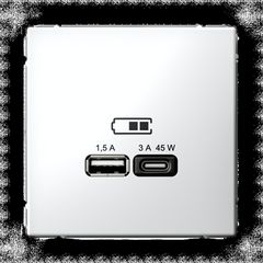 ARTGALLERY USB РОЗЕТКА A + тип-C 45Вт высокоскор.заряд. QC, PD, механизм, БЕЛЫЙ