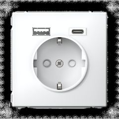 ARTGALLERY РОЗЕТКА 16А с 2 USB A+C, 5В/2,4А/3,0А, 2х5В/1,5А, механизм, БЕЛЫЙ