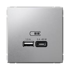 ARTGALLERY USB РОЗЕТКА A + тип-C 45Вт высокоскор.заряд. QC, PD, механизм, АЛЮМИНИЙ
