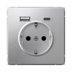 ARTGALLERY РОЗЕТКА 16А с 2 USB A+C, 5В/2,4А/3,0А, 2х5В/1,5А, механизм, АЛЮМИНИЙ