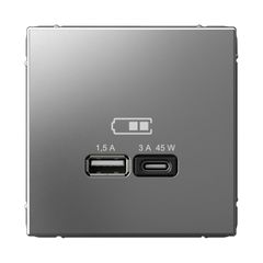 ARTGALLERY USB РОЗЕТКА A + тип-C 45Вт высокоскор.заряд. QC, PD, механизм, СТАЛЬ