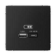 ARTGALLERY USB РОЗЕТКА A + тип-C 45Вт высокоскор.заряд. QC, PD, механизм, КАРБОН