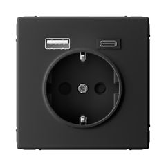ARTGALLERY РОЗЕТКА 16А с 2 USB A+C, 5В/2,4А/3,0А, 2х5В/1,5А, механизм, КАРБОН