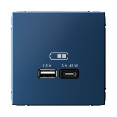 ARTGALLERY USB РОЗЕТКА A + тип-C 45Вт высокоскор.заряд. QC, PD, механизм, АКВАМАРИН