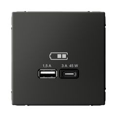 ARTGALLERY USB РОЗЕТКА A + тип-C 45Вт высокоскор.заряд. QC, PD, механизм, БАЗАЛЬТ
