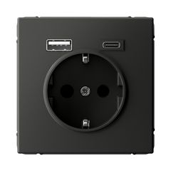 ARTGALLERY РОЗЕТКА 16А с 2 USB A+C, 5В/2,4А/3,0А, 2х5В/1,5А, механизм, БАЗАЛЬТ