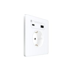 Systeme Infinity, Розетка С/У с ЗК и зар.устр.USB А+С 20Вт (250В, 16А, защ.шторки), Арктический лед