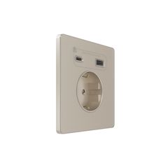 Systeme Infinity, Розетка С/У с ЗК и зар.устр.USB А+С 20Вт (250В, 16А, защит.шторки), Песчаный берег