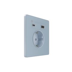 Systeme Infinity, Розетка С/У с ЗК и зар.устр.USB А+С 20Вт (250В, 16А, защит.шторки), Стальное небо