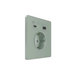 Systeme Infinity, Розетка С/У с ЗК и зар.устр.USB А+С 20Вт (250В, 16А, защит.шторки), Таежное утро