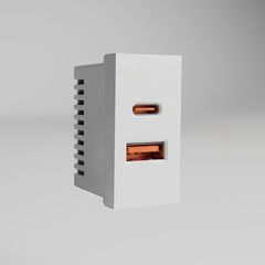 Модульная розетка USB тип A+C 45*22,5 (белый)
