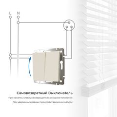 Выключатель двухклавишный с самовозвратом (айвори матовый)