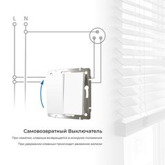 Выключатель двухклавишный с самовозвратом (белый матовый)