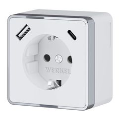 Розетка с заземлением, шторками и USB тип A+C Gallant (белый)